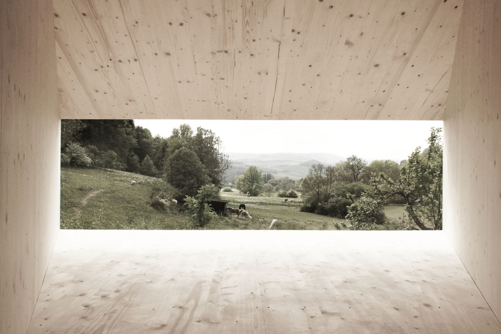 Ausblick durch Fenster ins Sommertal