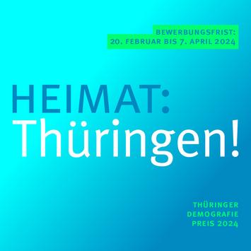 Heimat:Thüringen! Der Thüringer Demografiepreis 2024: Bewerben Sie sich mit Ihrem Projekt vom 20. Februar bis 7. April 2024