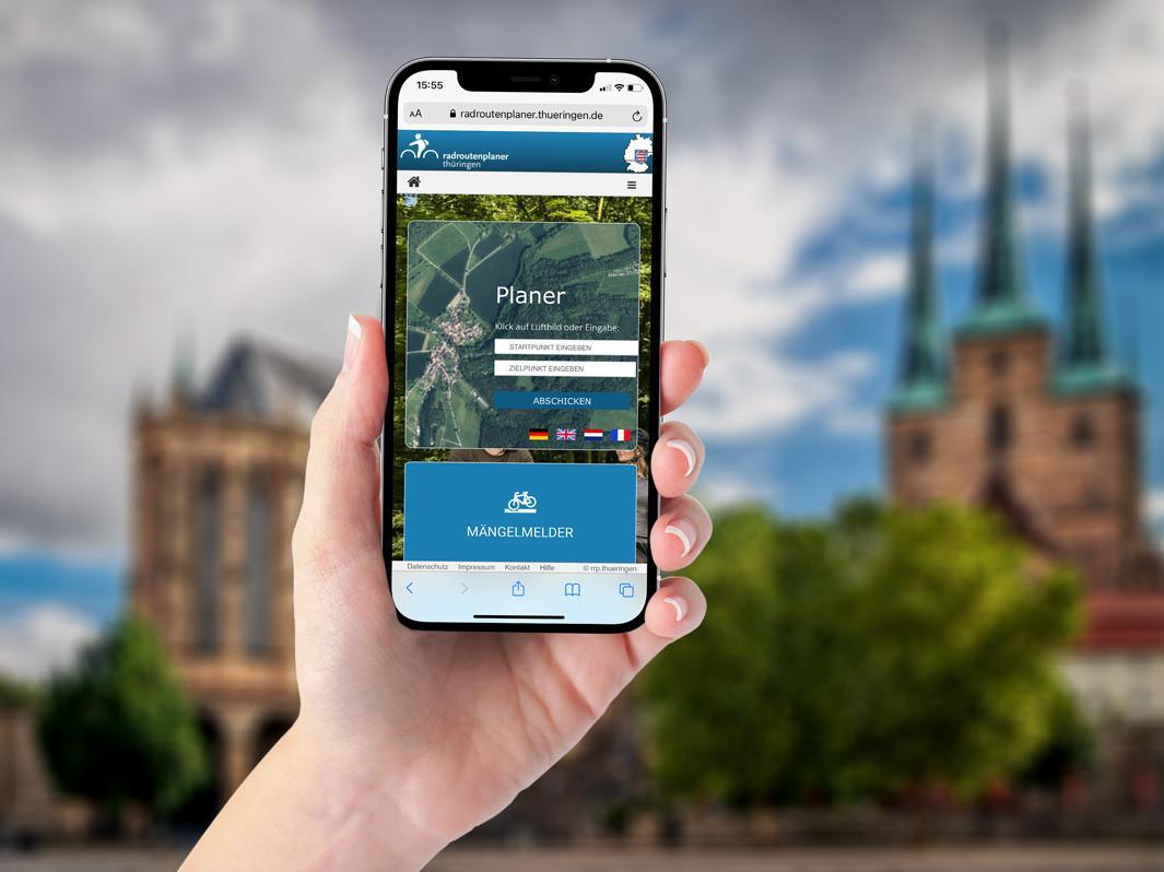 Radroutenplaner Thüringen auf einem Smartphone