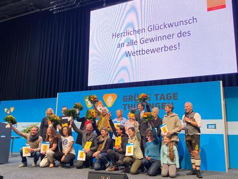 Preisträger:innen des Biopreis Thüringen 2022 mit Ministerin Karawanskij