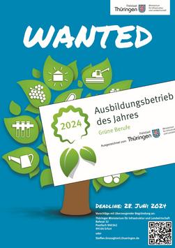Plakat zur Ausschreibung für die Auszeichnung zum Ausbildungsbetrieb des Jahres 2024 in den Grünen Berufen