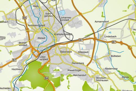 Ausschnitt Straßenkarte Erfurt