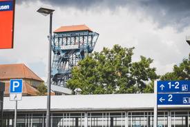 Blick auf den Petersenschacht vom Bahnhof Sondershausen