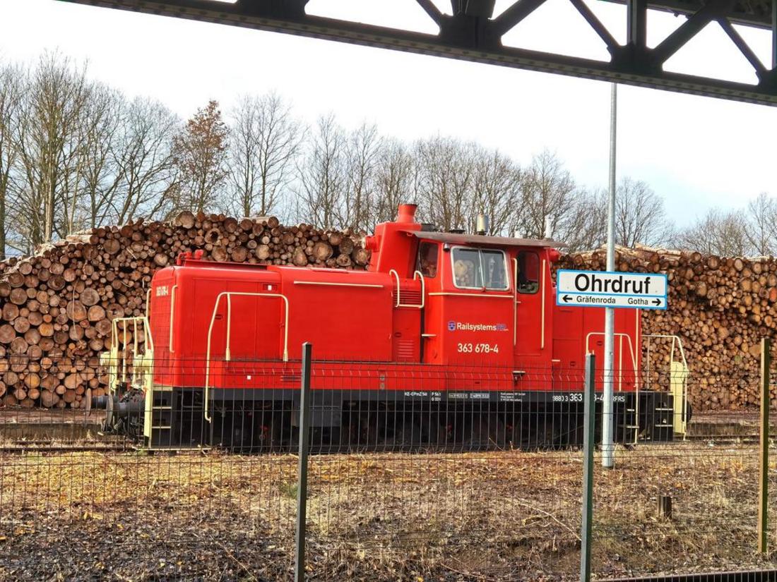 Bild von der Testfahrt auf der Ohratal-Bahnstrecke am 03.02.2022